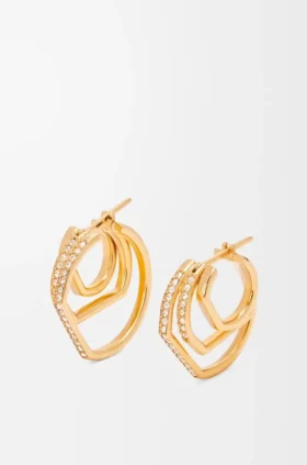 Stacked Hoop Earrings in Sterling Silver and Crystals
