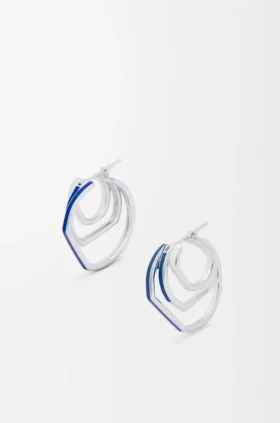 Stacked Hoop Earrings in Sterling Silver and Enamel