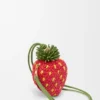 Strawberry Coin Purse in Raffia and Classic Calfskin