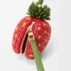 Strawberry Coin Purse in Raffia and Classic Calfskin