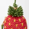Strawberry Coin Purse in Raffia and Classic Calfskin