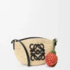 Strawberry Coin Purse in Raffia and Classic Calfskin
