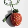 Strawberry Coin Purse in Raffia and Classic Calfskin