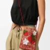 Strawberry Drawstring Pocket in Classic Calfskin and Raffia Strawberry Drawstring Pocket in Classic Calfskin and Raffia