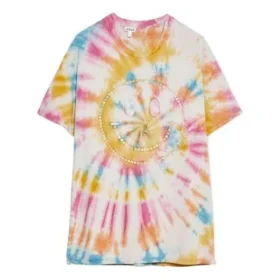 Tie Dye Smiling Face Printing Short Sleeve Unisex Multicolor H616341X79-9990