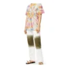 Tie Dye Smiling Face Printing Short Sleeve Unisex Multicolor H616341X79-9990