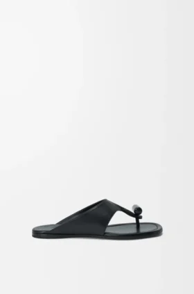 Toggle Flat Sandal in Shiny Smoot Calfskin