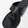 Toggle Flat Sandal in Shiny Smoot Calfskin Toggle Flat Sandal in Shiny Smoot Calfskin