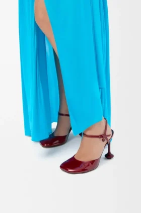 Toy Ankle Strap Pump in Soft Patent Lambskin