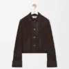 Turn-Up Jacket in Suede Lambskin
