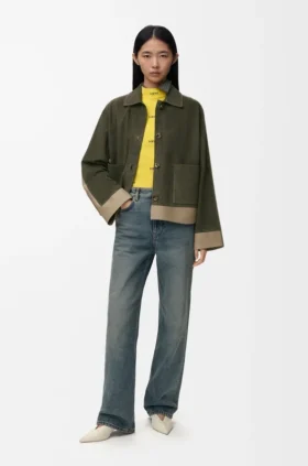 Turn-Up Jacket in Suede Lambskin