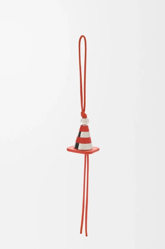 Work Cone Charm in Brass and Calfskin Work Cone Charm in Brass and Calfskin