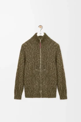Zip-Up Cardigan in Cotton, Linen and Wool