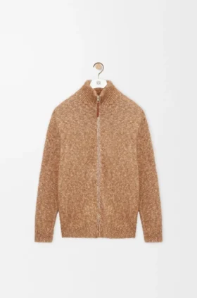 Zip-Up Cardigan in Cotton, Linen and Wool