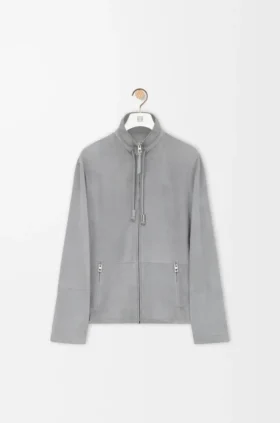 Zip-Up Jacket in Suede Lambskin